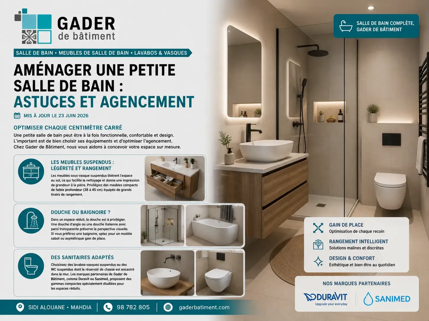 Aménager une petite salle de bain : astuces et agencement