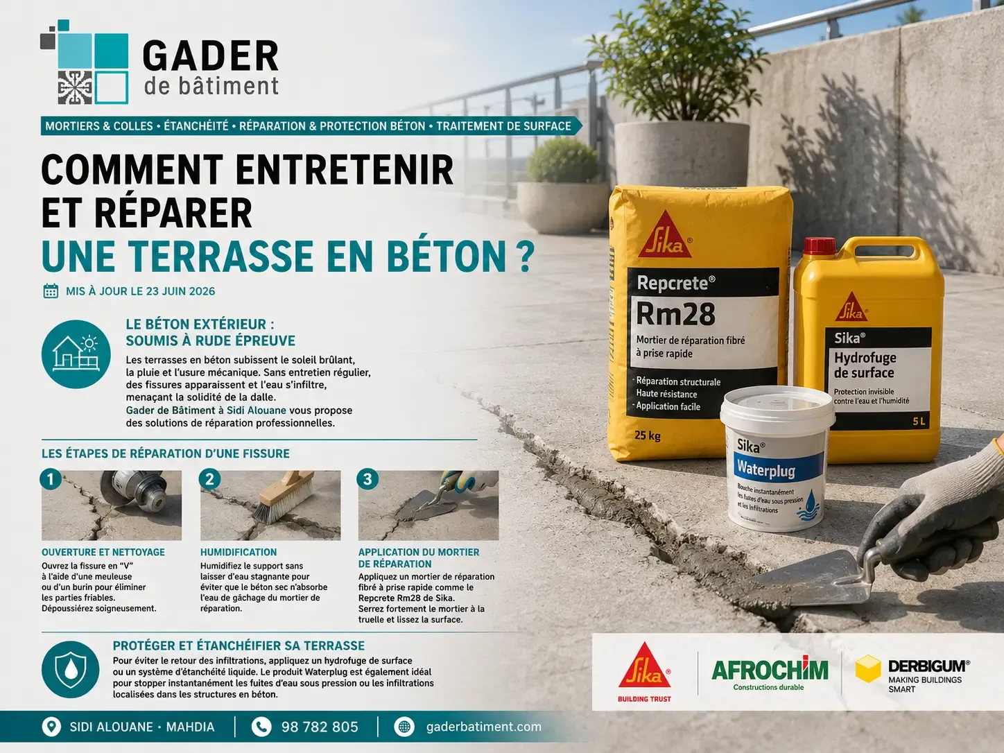 Comment entretenir et réparer une terrasse en béton ?