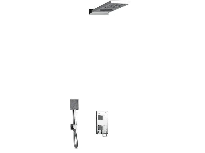 MITIGEUR DE DOUCHE ENCASTRÉ AVEC POMMEAU DE DOUCHE MURAL DOUBLE JET ZAGHOUAN