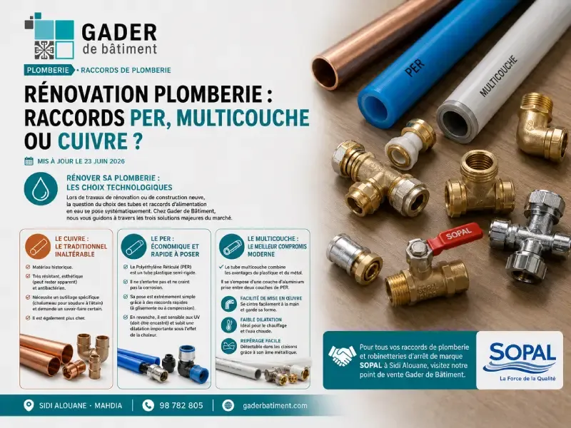 Rénovation plomberie : raccords PER, Multicouche ou Cuivre ?
